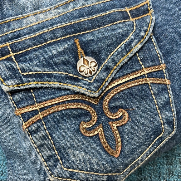 Rock Revival Noelle Boot Cut Jeans Embroidered Flap Pocket Low Rise Y2K - Picture 4 of 9